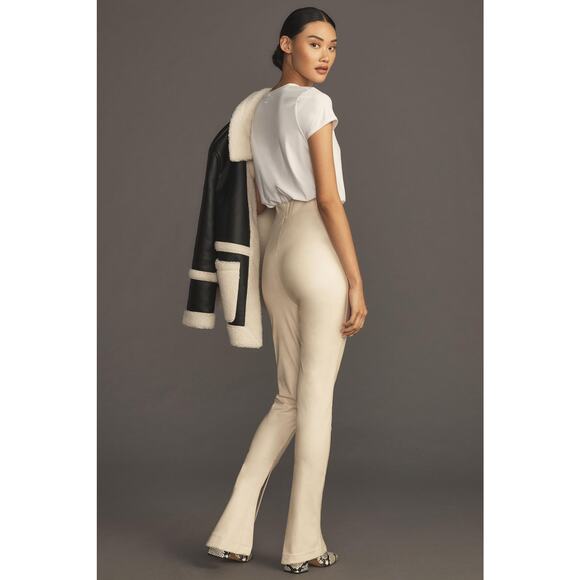 nwt ANTHROPOLOGIE Avec Les Filles sz L High-Waisted Faux Leather Slit Leggings - Picture 4 of 6